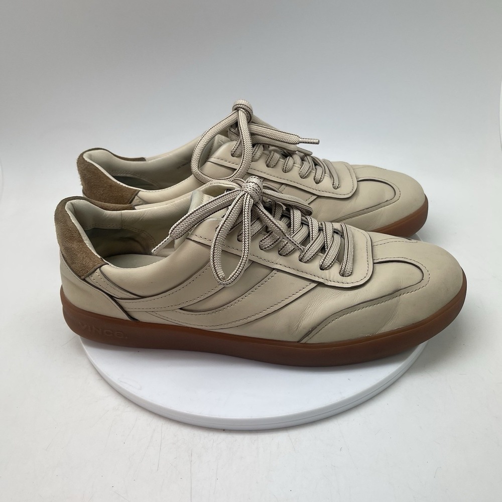 Vince‎ Oasis Shoes Mens 10 Tan Leather Low Top Casual Preppy Low Top Sneakers